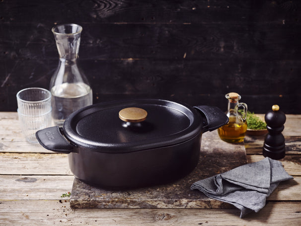 Cazuela con tapa Alva - Dutch Oven Nori de hierro fundido ø 26 cm + asas gratis - capa antiadherente esmaltada