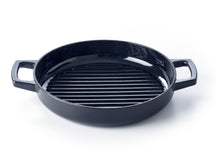Alva Grill Pan/Grill Plate cast iron Nori ø 28 cm – enamelled non-stick coating – includes free leather handles – suitable for all heat sources