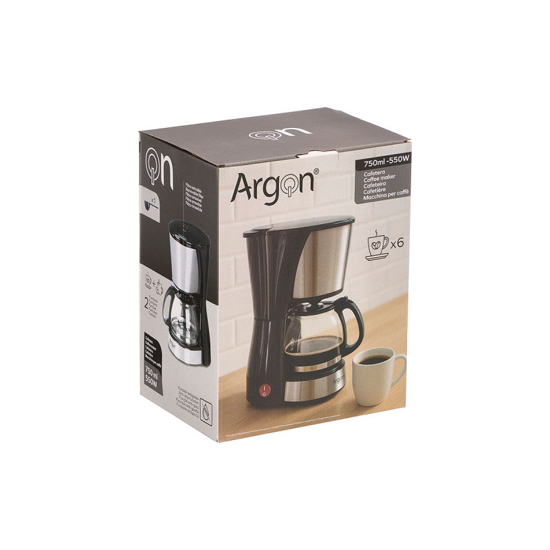 Argon Filter Coffee Maker with Glass Carafe - 6 Cups - 750 ml