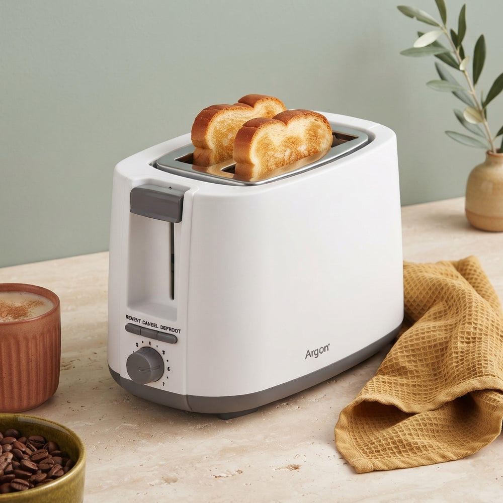Argon Toaster Matte White - 2 Slots - 750 W