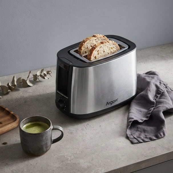 Argon Tostadora de Acero Inoxidable / Negro Mate - 2 Ranuras - 750 W