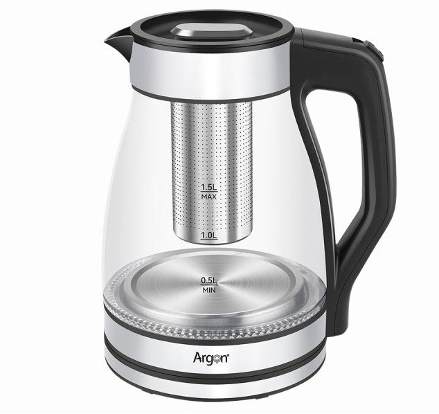 Argon Electric Kettle Glass / Stainless Steel with Filter - 1.5 Liter - 1500 W