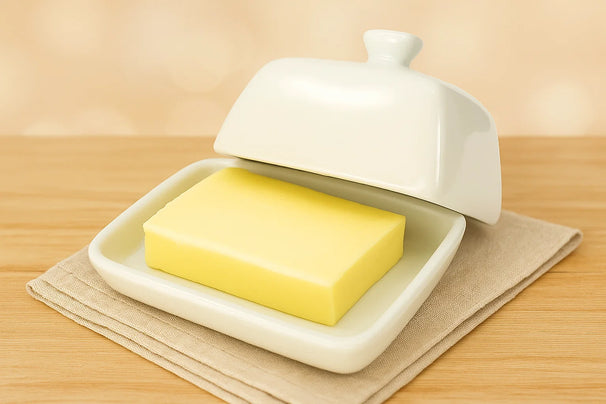 Mantequillera Cookinglife de porcelana blanca 10 x 7.5 cm