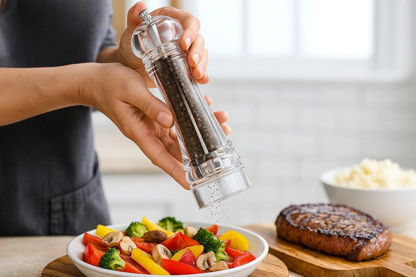 Molinillo de pimienta Cookinglife Rocca transparente - Molinillo de acero inoxidable - 21.5 cm
