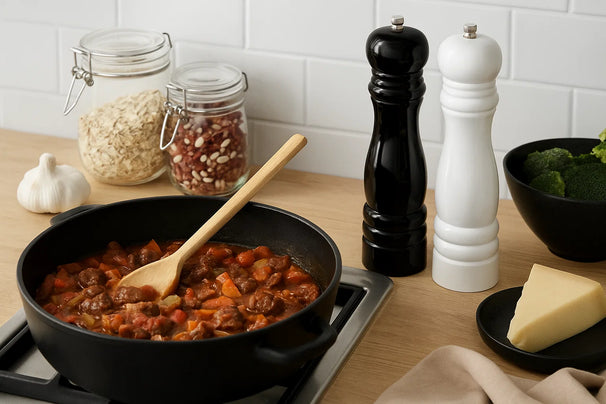 Molinillo de pimienta Cookinglife Rocca negro brillante - Molinillo de acero inoxidable - 21.5 cm