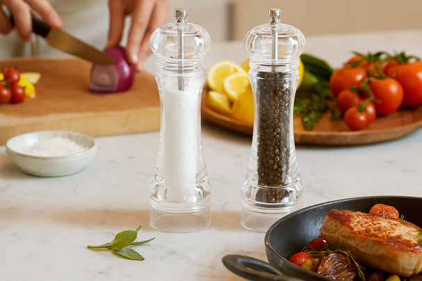 Set de molinillos de pimienta y sal Cookinglife Rocca transparente - 21.5 cm