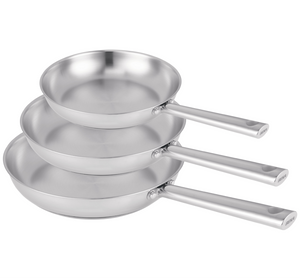 Set de sartenes Beka Cicla de acero inoxidable 3 piezas ø 20, 24 y 28 cm - apto para todas las fuentes de calor - sin revestimiento antiadherente