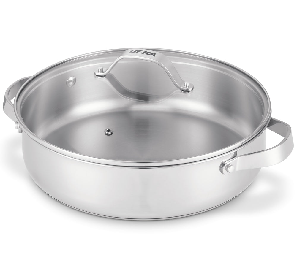 Beka Sartén / Sartén con 2 asas laterales & tapa de vidrio Cicla ø 28 cm - adecuada para todas las fuentes de calor - sin capa antiadherente