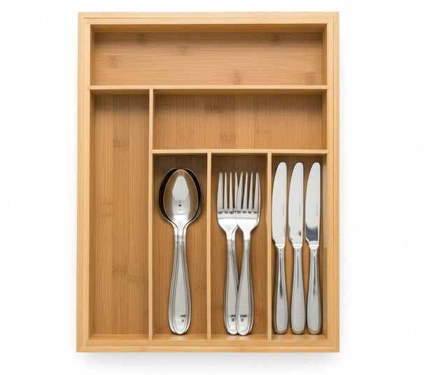 Organizador de cubiertos Cookinglife - Bambú - extensible - 28x34x5cm o 45x34x5cm