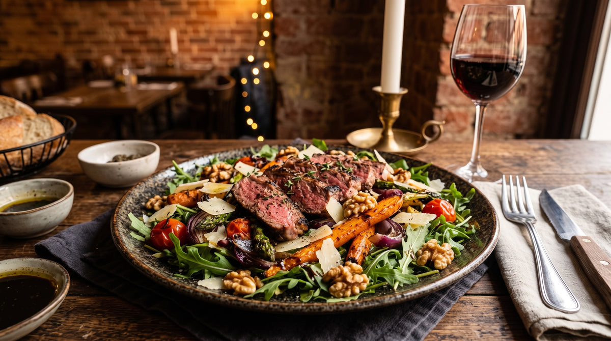 A rich, lukewarm main-course salad with a deliciously charred edge.