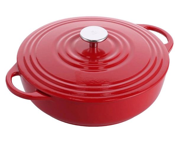 BK Cocotte Baja Bourgogne Chili Red de Hierro Fundido ø 28 cm - revestimiento antiadherente esmaltado
