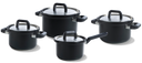 BK Cookware set Flow Cool Black 4-piece - Stainless Steel - cooking pots ø 16, 18, 20, saucepan ø 16cm