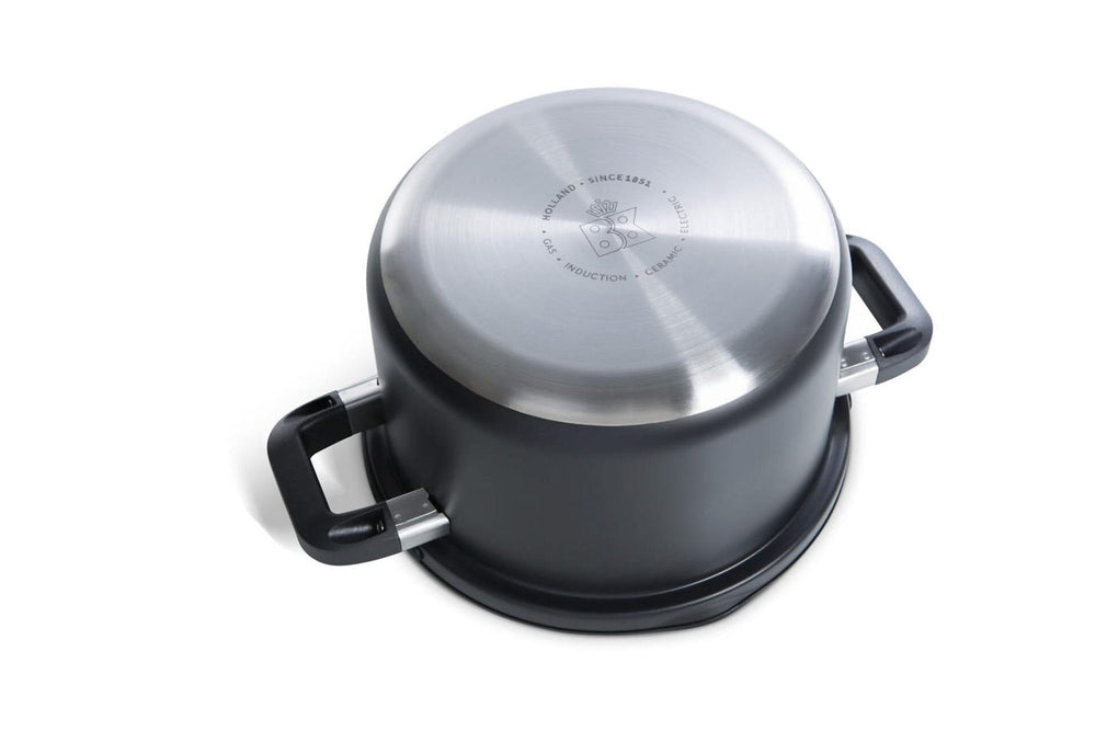BK Cookware set Flow Cool Black 4-piece - Stainless Steel - cooking pots ø 16, 18, 20, saucepan ø 16cm