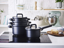 BK Cookware set Flow Cool Black 4-piece - Stainless Steel - cooking pots ø 16, 18, 20, saucepan ø 16cm