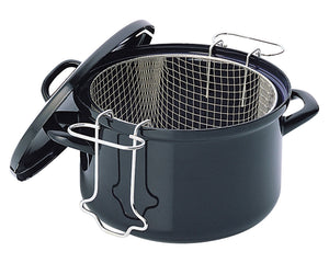 BK Frituurpan / Oliebollenpan met mand Fortalit Emaille Zwart ø 24 cm / 3 Liter