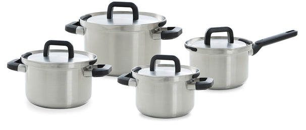 BK Cookware Set Flow Cool Stainless Steel 4-Piece - Cooking Pots ø 16, 18 & 20 cm & Saucepan ø 16 cm