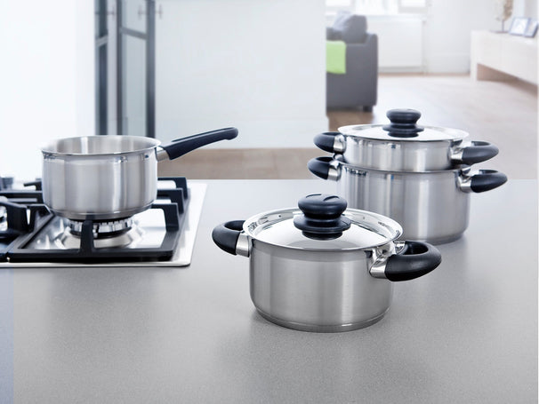 BK Batería de cocina Karaat+ Acero Inoxidable 5 piezas - Ollas ø 16, 18 & 20 cm, Cazo ø 16 cm & Olla para sopa ø 24 cm