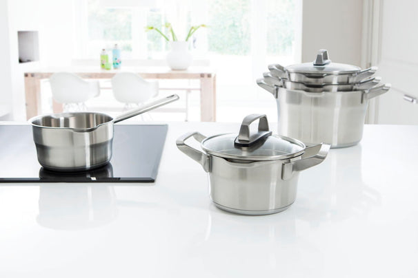 BK Cookware Set Premium+ Stainless Steel 4-Piece - Cooking Pots ø 16, 18 & 20 cm & Saucepan ø 16 cm