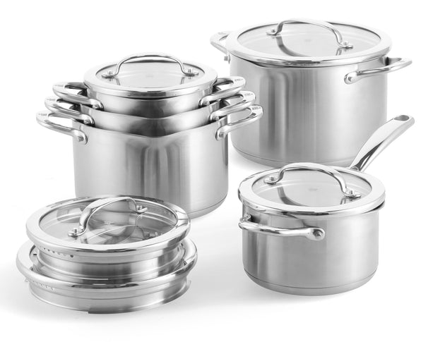 BK Batería de cocina Twist Acero Inoxidable 5 piezas - Ollas ø 16, 18, 20 & 22 cm & Cazo ø 16 cm