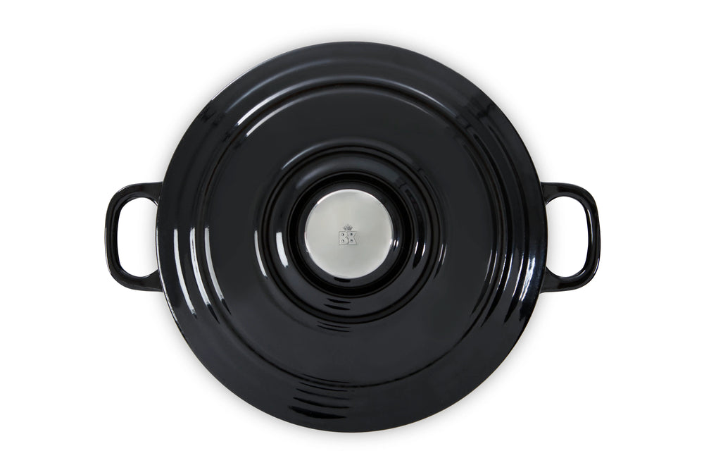 BK Cookware Set Bourgogne Jet Black Cast Iron 3-piece - Casserole ø 24, 28 cm & Grill Pan 26x26 cm - Suitable for All Heat Sources