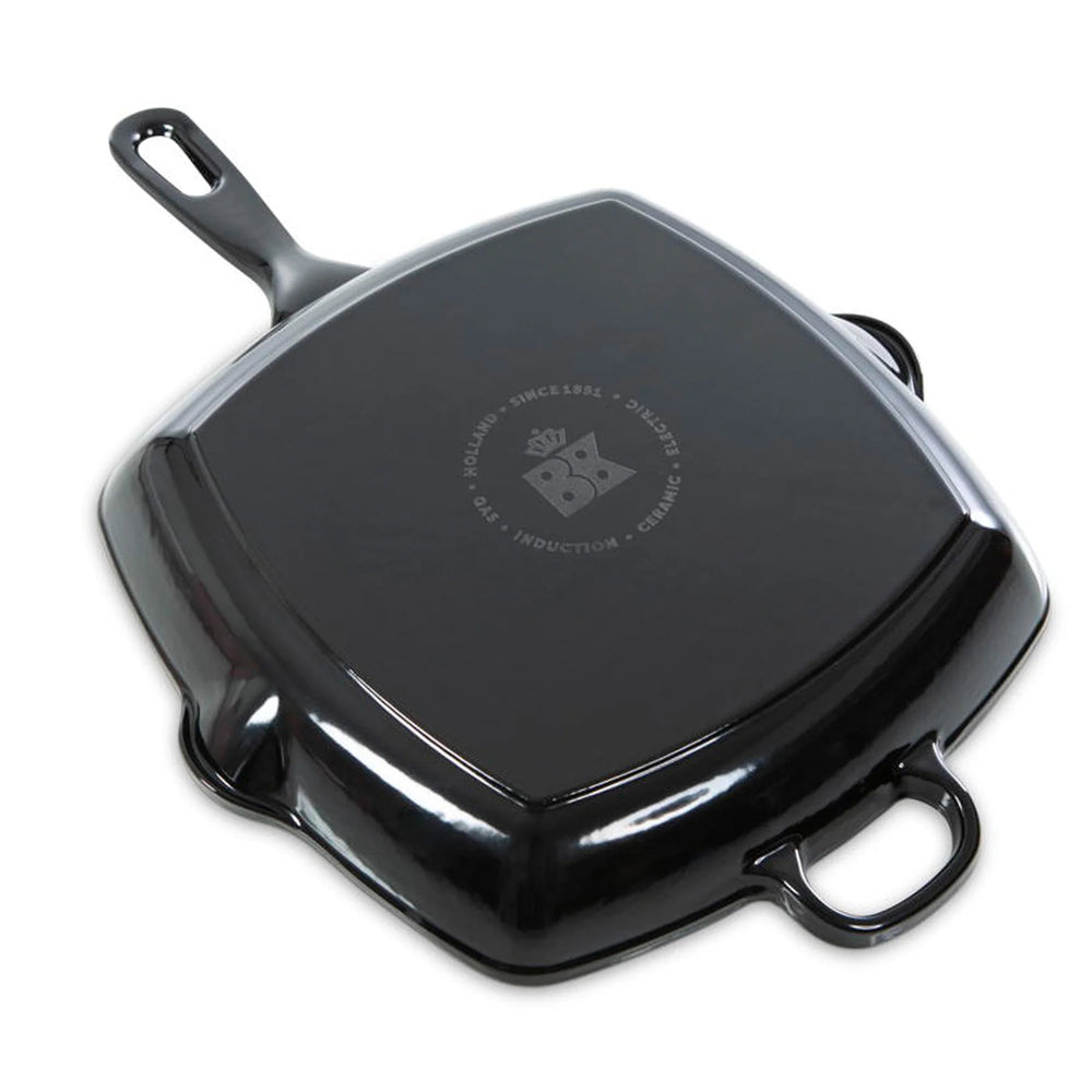 BK Grill Pan Bourgogne Jet Black Cast Iron 26 x 26 cm - Enamelled Non-Stick Coating