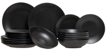 Studio Tavola Dinnerware Set Black Tie - 18 pieces / 6 people - 6 breakfast/dessert plates, 6 deep plates, and 6 dinner plates