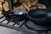Blackwell Pan set cast iron – frying pan Ø 25 cm and grill pan 23 x 23 cm – suitable for all heat sources –  without non-stick coating 
