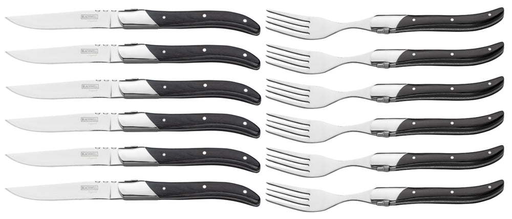 Blackwell Steak Cutlery Laguiole - Steak Knives & Forks - Pakka wood- 12 Pieces