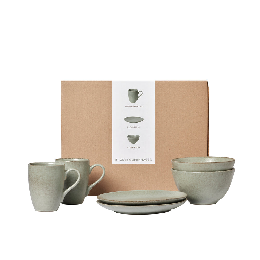 Broste Copenhagen Breakfast Set Nordic Marsh 6-piece / 2 persons - 2 breakfast plates, 2 bowls and 2 cups