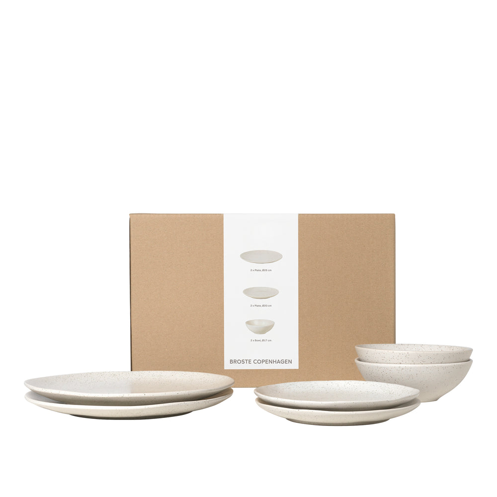 Broste Copenhagen Dinnerware Set Nordic Vanilla 6-piece / 2 persons - 2 dinner plates, 2 breakfast plates and 2 bowls