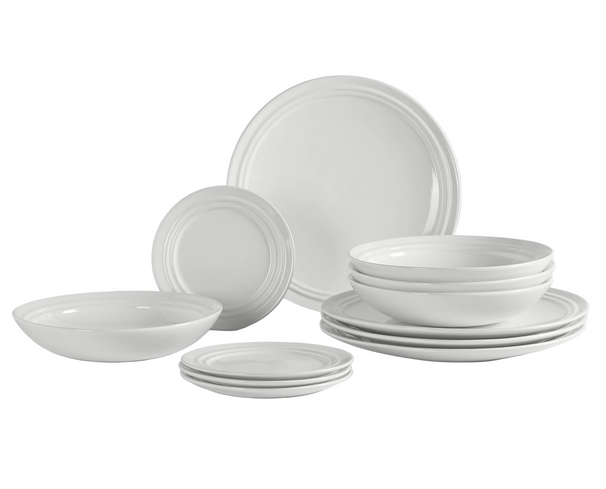 Broste Copenhagen Juego de vajilla Stevns 12 piezas / 4 personas - 4 platos llanos, 4 platos para desayuno y 4 platos hondos