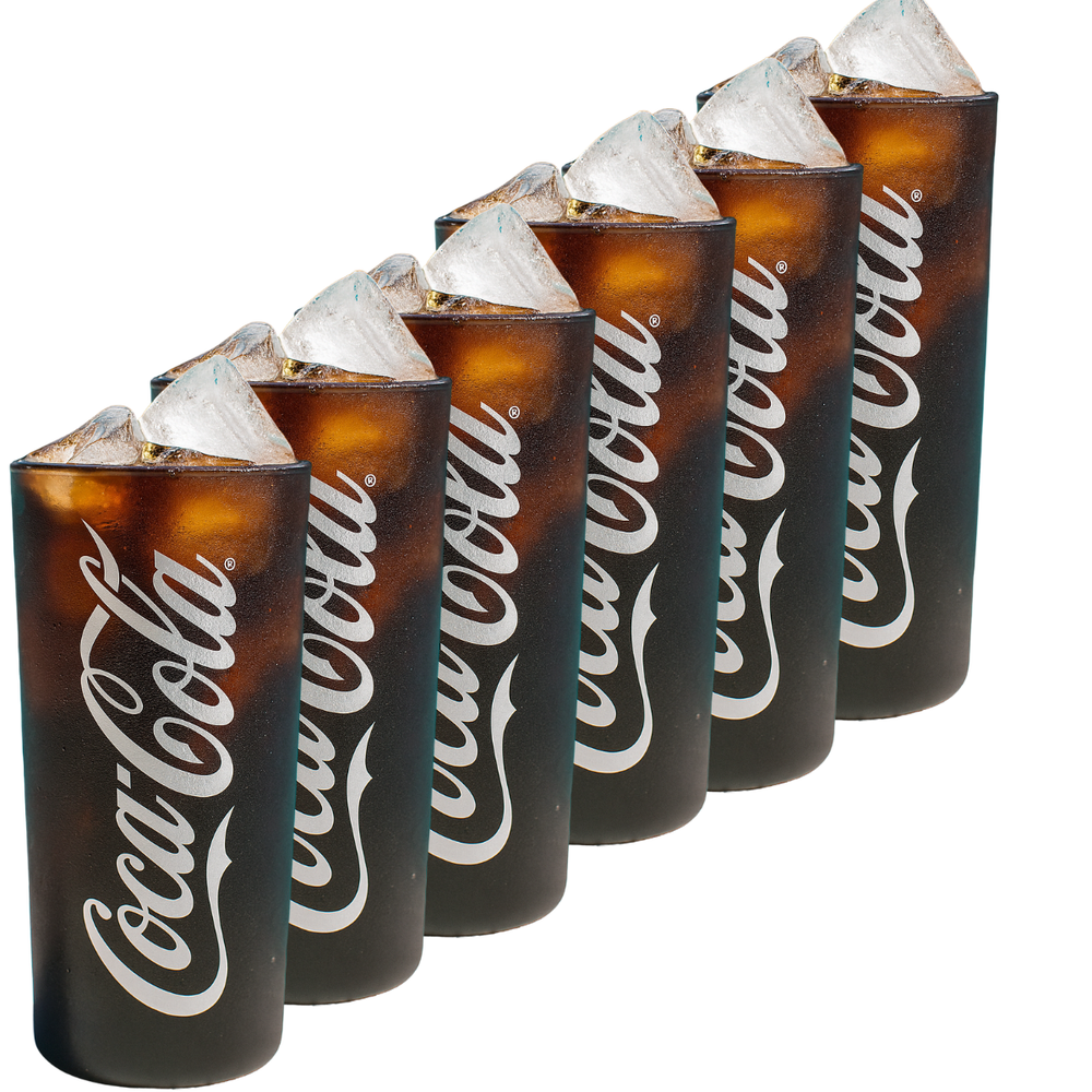 Coca Cola Glasses - Long drink glasses - Soft drink glasses - Black 270 ml - 6 pieces