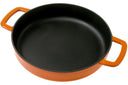 Combekk Frying Pan Skillet with 2 Handles Cast Iron Orange ø 24 cm - enamelled non-stick coating
