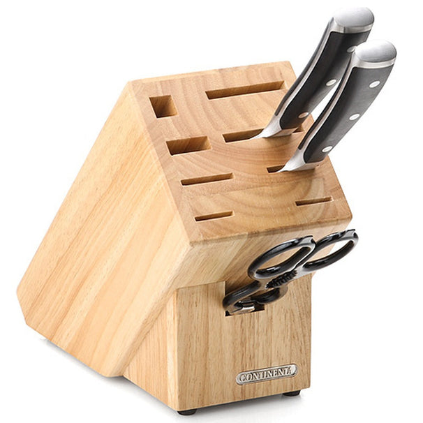 Continenta Bloque de Cuchillos con Ranura para Tijeras - Madera de Caucho - sin cuchillos