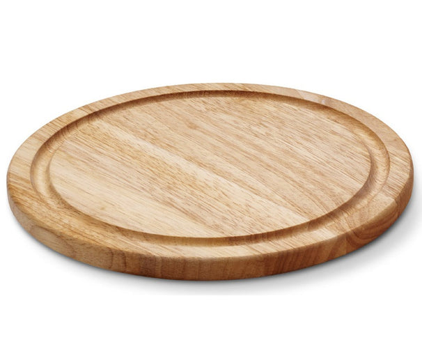 Continenta Wooden Pizza Board / Serving Board with Juice Groove - Rubberwood - ø 25 cm