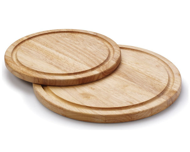 Continenta Wooden Pizza Board / Serving Board with Juice Groove - Rubberwood - ø 25 cm