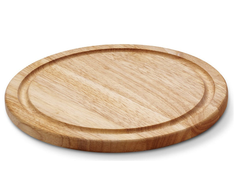 Continenta Houten Pizzaplank / Serveerplank met Sapgeul - Rubberhout - ø 30 cm