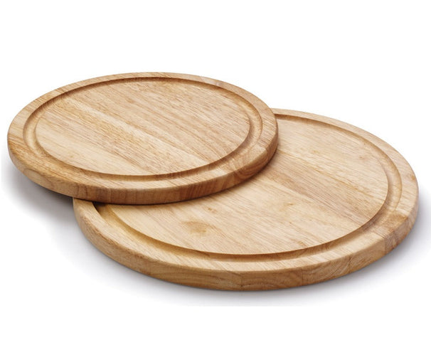 Continenta Wooden Pizza Board / Serving Board with Juice Groove - Rubberwood - ø 30 cm