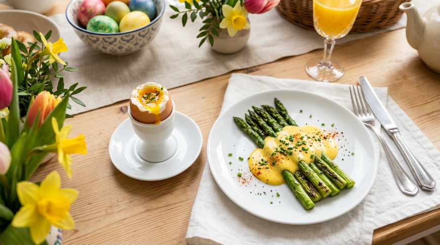 The perfect Easter egg on the table, with a festive touch.