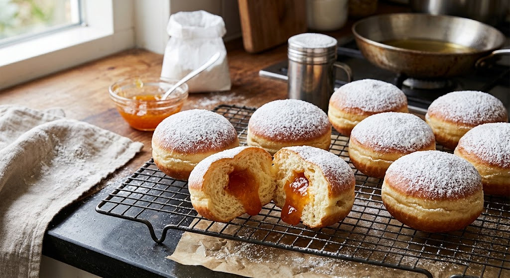 Soft, filled and sprinkled with powdered sugar: the bakery classic, now homemade.