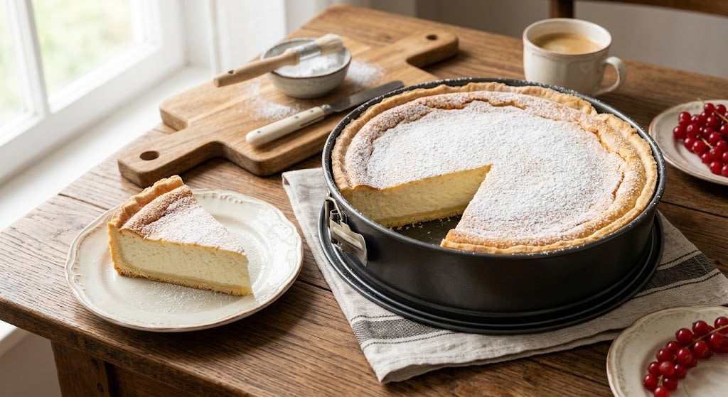 Creamy German quark cake as it should taste