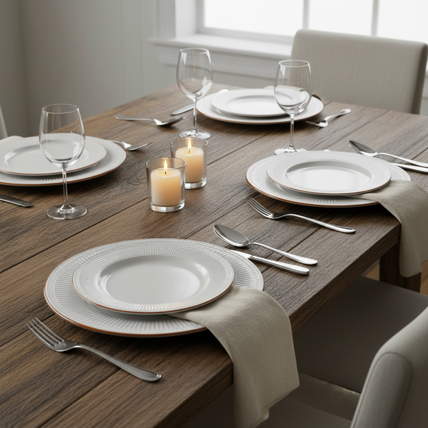 Cookinglife Juego de vajilla Stratton 24 piezas / 6 personas - 6 platos de cena, 6 platos de desayuno, 6 platos hondos y 6 cuencos