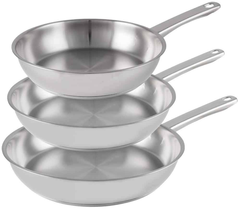 Cookinglife Frying Pan Set Superior Triply Stainless Steel 3-piece - ø 20, 24 & 28 cm - suitable for all heat sources - without non-stick coating