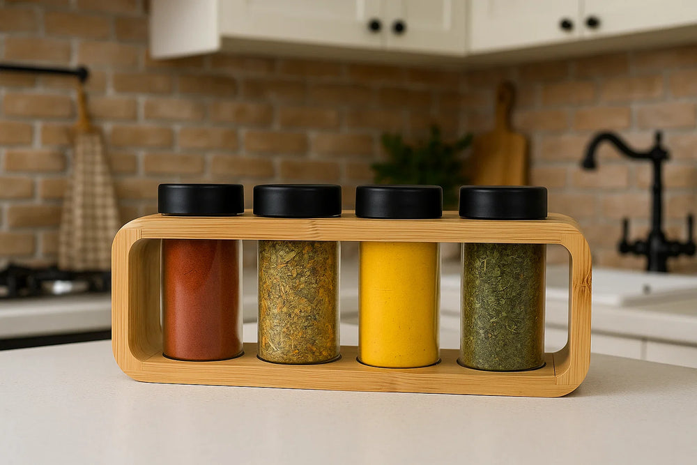 Cookinglife Estante para especias de bambú 4 piezas