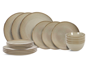 Juego de vajilla Cookinglife Sabi Beige 18 piezas / 6 personas - 6 platos de cena, 6 platos de desayuno y 6 cuencos
