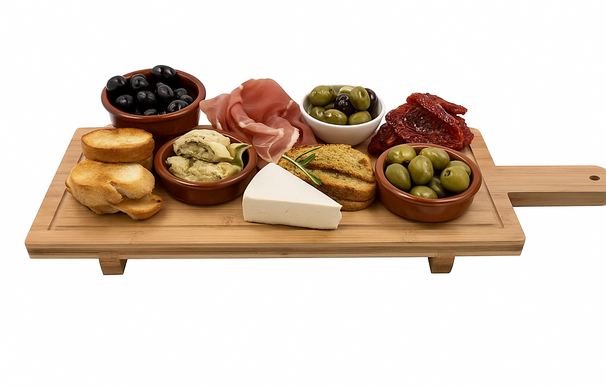 Cookinglife Tabla para servir / tabla de tapas con patas - L - Bambú - 58 x 19 cm