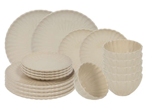 Cookinglife Juego de vajilla Cardida Beige 18 piezas / 6 personas - 6 platos para cena, 6 platos para desayuno y 6 tazones