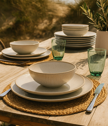 Cookinglife Breakfast Plates Coastal Lines Ocean Beige ø 21 cm - 6 pieces