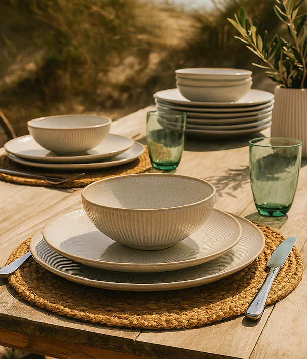 Cookinglife Mugs Coastal Lines Ocean Beige 340 ml - 6 pieces