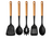 Cookinglife Cookware set - Cookware set - black wood 5 pieces - Slotted spoon, soup ladle, spaghetti spoon, spatula & serving spoon
